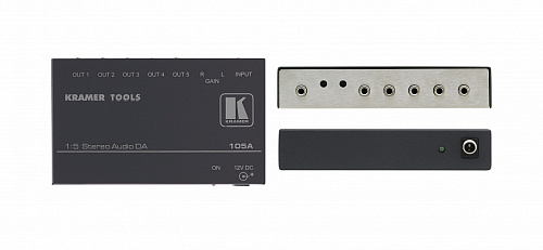 Усилитель-распределитель Kramer Electronics 105A 1:5 звуковых стереосигналов c регулировкой уровня сигнала, 20 кГц