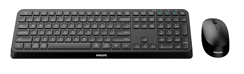 Philips Беспроводной Комплект SPT6407B (Клавиатура SPK6407B+Мышь SPK7407B) 2,4 GHz, Bluetooth 3.0/5.0 110 клав/4 кнопки 1600dpi, русская заводская рас