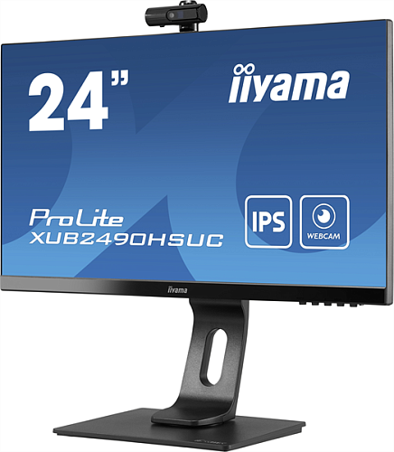 23,8" Iiyama ProLite XUB2490HSUC-B1 1920x1080@60Гц IPS LED 16:9 4ms VGA HDMI DP 1*USB2.0 80M:1 1000:1 178/178 250cd Full HD webcam 2MP and microphone