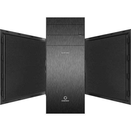 Компьютерный корпус, без блока питания ATX/ Gamemax Silent Max ATX case, black, w/o PSU, w/2xUSB3.0+2xUSB2.0, w/2x12cm top fans (GMX-WFBK), w/2x12cm