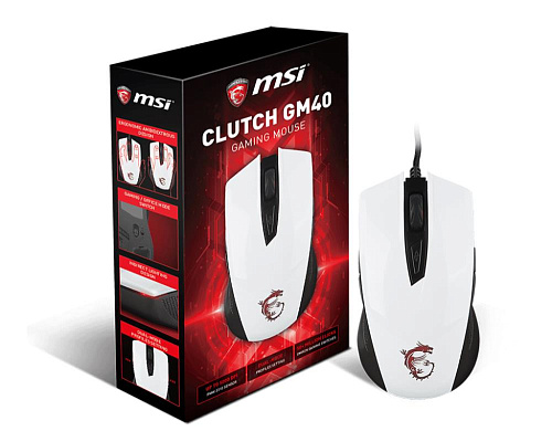 Мышка USB OPTICAL GAMING CLUTCH GM40 WHITE MSI