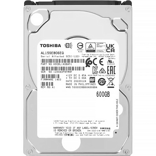 Жесткий диск TOSHIBA Жесткий диск/ HDD SAS 600Gb 2.5"" 10K 128Mb 1 year warranty (replacement AL15SEB060N)