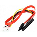 VCOM VHC7702 Переходник molex+SATA/SATA, 15pin+7pin, (длина инт - 45см, питание - 15см) VCOM <VHC7702>