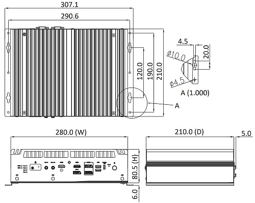 Компактный безвентиляторный компьютер eBOX671B-ALD-GbE