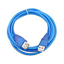 TELECOM Кабель удлинительный (VUS6956T-3MTBO) USB2.0 AM/AF прозрачная, голубая изоляция 3.0m [6937510850747]