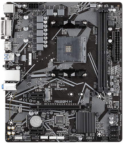 Материнская плата/ MB GIGABYTE AMD A520 sAM4, 2xDDR4(64GB), DVI-D/HDMI 2.1, 1xPCIe 3.0x16, 2xPCIe 3.0, 1xLAN, 4xSATA 6Gb/s, 1xM.2, 4xUSB 3.2, 2xUSB