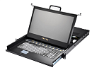 Консоль AMK508-17WVBRU, монтаж в стойку 19", 1U, дисплей 17.3", 1920 x 1080 LCD, 8 х DVI KVM, RU K/B, touchpad, 8 x 1.8 м DVI/RUB кабелей