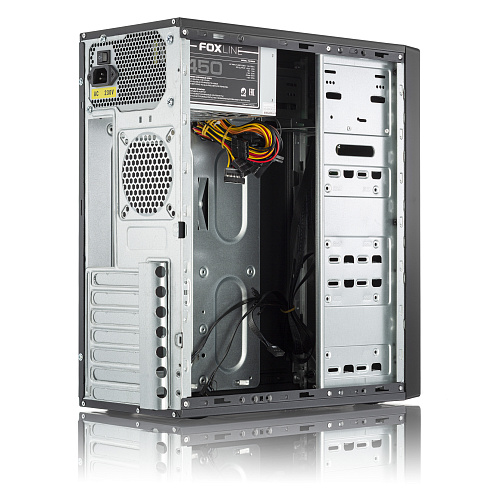 Корпус c блоком питания 450 Ватт Case Foxline FL-301, ATX, 1x5.25EXT, 1x3.5EXT, 4x3.5INT, 4xUSB2.0, HDA, w/o FAN, w/450W ATX PSU, w/1.2m EU pwr cord,