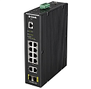 коммутатор D-Link PROJ Промышленный управляемый L2 PoE-коммутатор, 10x1000Base-T (8x1000Base-T PoE), 2x1000Base-X SFP, PoE-бюджет 123 Вт, защита от ст