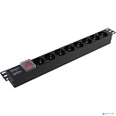 Exegate EX280840RUS Блок розеток ExeGate ServerPro PDU-19H801 Al-8S-C14-SW, 19", 1U, Алюм., 8Schuko, С14