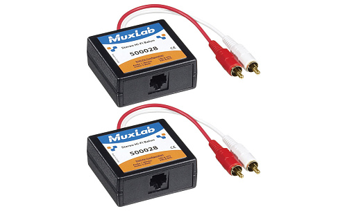 Комплект [500028-2PK] MuxLab 500028-2PK для передачи аналогового Hi-Fi аудиосигнала (RCA) по кабелю UTP 5е/6 категории, до 1 км.