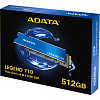 Твердотельный накопитель/ ADATA SSD LEGEND 710, 512GB, M.2(22x80mm), NVMe 1.4, PCIe 3.0 x4, 3D NAND, R/W 2400/1000MB/s, IOPs 90 000/150 000, TBW 130,