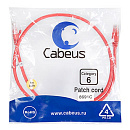 Cabeus PC-UTP-RJ45-Cat.6-1m-RD Патч-корд U/UTP, категория 6, 2xRJ45/8p8c, неэкранированный, красный, PVC, 1м