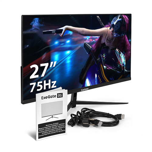Монитор безрамочный с внутренним БП и аудио выходом 27" ExeGate SmartView EP2707TA (IPS LED Grade A+, FHD, 1920x1080@75Гц, 16:9, 250cd/m2, 1000:1, 178