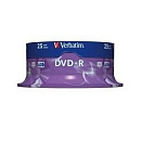 Verbatim Диски DVD+R 4.7Gb 16х, 25 шт, Cake Box (43500)
