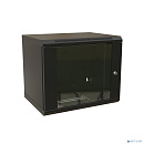 WRline Шкаф настенный 19-дюймовый (19"), 15U, 775х600х600мм, стеклянная дверь с перфорацией по бокам, ручка с замком, цвет черный (RAL 9004) (разобран