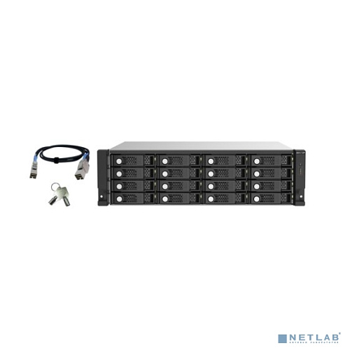 qnap tl-r1620sep-rp sas-модуль расширения, 16 отсеков 3,5"/2,5" sas/sata 12/6 гбит/с, стоечное исполнение, 2 блока питания.