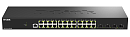 Коммутатор D-Link Управляемый L2 коммутатор, 24x1000Base-T, 4x10GBase-X SFP+, защита от статического электричества до 6 кВ, CLI, консольный порт RJ-45
