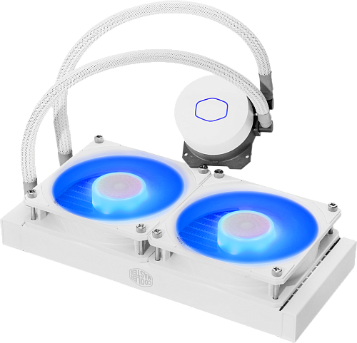 Система охлаждения/ Cooler Master MasterLiquid ML240L V2 RGB White Edition (210W, 240mm, RGB, fans: 2x120mm/62CFM/27dBa/1800rpm, 1700/1200/115X/2066