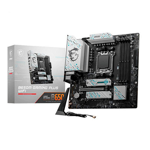 Материнская плата MSI B650M GAMING PLUS WIFI B650, AM5, 4*DDR5, 1*PCIEx16, 2*PCIEx1, 2*M.2, 2*TypeC, 3*USB3.2Gen2, 6*USB3.2Gen1, 4*USB2.0, 4*SATA3.0,