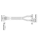 Кабель JPC P733BGB10800-1 Cable MCIO x16 124P (STRAIGHT TYPE) -TO- 2*MCIO x8 74P (STRAIGHT TYPE) , 85 Ohm, L:80cm