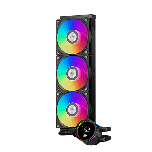 Система охлаждения/ PCCooler DA360 Pro ARGB Digital BK (300W, 360mm, LED temp., Black, ARGB/ Fans: 3x120mm, 75.8CFM, 33.7dBA, 2200RPM/ Pump height