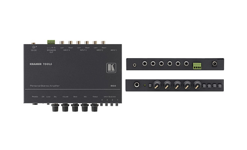 Стерео усилитель Kramer Electronics 903 для мультимедийных систем, 4 линейных входа, класс D, 2х25 Вт, 77dB, 20 кГц.