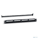 Cabeus PL-24-Cat.6-Dual IDC Патч-панель 19" (1U), 24 порта RJ-45, категория 6, Dual IDC, с задним кабельным организатором