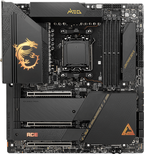 Материнская плата MSI MEG X670E ACE SocketAM5 AMD X670 4xDDR5 eATX AC`97 8ch(7.1) 10Gigabit RAID+DP