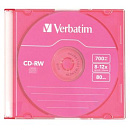 Диск CD-RW Verbatim 700Mb 12x Slim case (1шт) Color (43167)