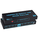 ORIENT HSP0108HL-2.0, HDMI разветвитель 1->8, UHD 4K/60Гц (3840x2160), HDR10, HDMI 2.0b, 18 Гбит/с, HDCP 2.2, EDID управление, внешний БП 5В/3А, мета