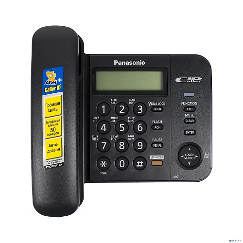 panasonic kx-ts2358rub (черный) {аон,caller id,жкд,блокировка набора,выключение микрофона,кнопка "пауза"}