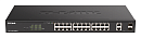 D-Link EasySmart L2 Switch 24х1000Base-T PoE, 2xCombo 1000Base-T/SFP, PoE Budget 370W