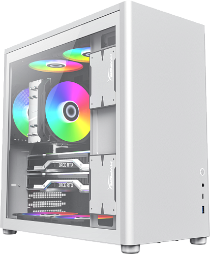 Компьютерный корпус mATX/ Gamemax Spark Full White mATX case, white, PSU, w/1xUSB3.0+1xType-C, 1xCombo Audio