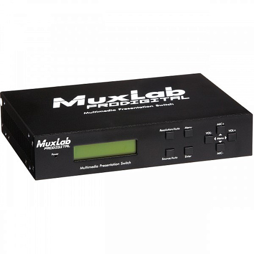 Коммутатор MuxLab Мультимедийный презентационный 500435 Входы 3 HDMI, 2 VGA, 5 микрофонов Выходы 1 HDMI, 1 HDBaseT, 1 микрофонный