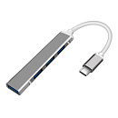 Корпус ORIENT CU-323, Type-C USB 3.0 (USB 3.1 Gen1)/USB 2.0 HUB 4 порта: 1xUSB3.0 + 3xUSB2.0, USB штекер тип С, алюминиевый , серебристый (31235)