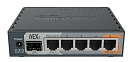 Маршрутизатор MikroTik hEX S with Dual Core 880MHz MHz CPU, 256MB RAM, 5 Gigabit LAN ports, SFP, USB, PoE-out on port #5, RouterOS L4, plastic case, P