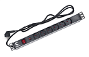 Cabeus PDU-6P-F-2EU Блок евророзеток для 19" шкафов, горизонтальный, 6 розеток, фильтр, 16 A, выключатель, шнур 2м, алюминиевый корпус, немецкий стан