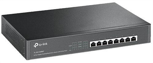 Коммутатор TP-Link TL-SG1008MP, 8-портовый гигабитный PoE+ , 8 гигабитных портов RJ45, 8 портов с поддержкой PoE+, 802.3af/at, бюджет PoE+ до 153 Вт, с