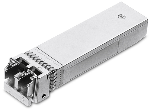 TP-Link TL-SM5110-SR, SFP+ модуль 10 Гбит/с, разъём LC, 50/125 мкм или 62,5/125 мкм многомод, длина волны 850 нм, дальность до 300 м.