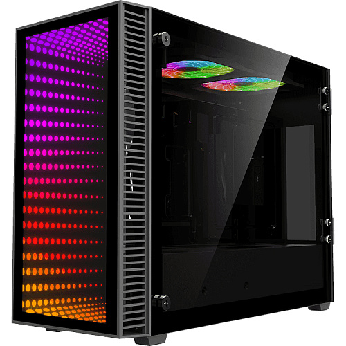 Компьютерный корпус, без блока питания ITX/ Gamemax Abyss ITX case, black, w/o PSU, w/2xUSB3.0, infinity rainbow lights FP, w/2x120mm Rainbow top