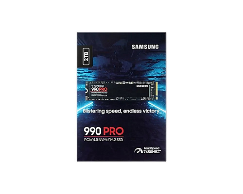 Твердотельный накопитель/ Samsung SSD 990 PRO, 2000GB, M.2(22x80mm), NVMe 2.0, PCIe 4.0 x4, V-NAND TLC, R/W 7450/6900MB/s, IOPs 1 400 000/1 550 000,