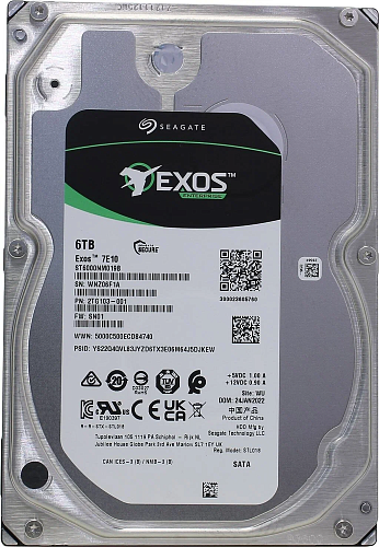 Жесткий диск SEAGATE Жесткий диск/ HDD SATA Exos 7E10 6Tb 7200 256Mb 1 year warranty (replacement ST6000NM021A)