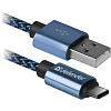 Defender USB кабель USB09-03T PRO USB2.0 Синий, AM-Type-C, 1m, 2.1A (87817)