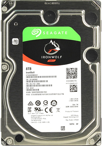 Жесткий диск/ HDD Seagate SATA3 8Tb IronWolf NAS 7200 256Mb 1 year warranty (replacement ST8000VN004)