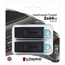 Kingston USB Drive 64GB DataTraveler Exodia USB 3.2 gen.1, черный+бирюзовый Комплект из двух флеш накопителей