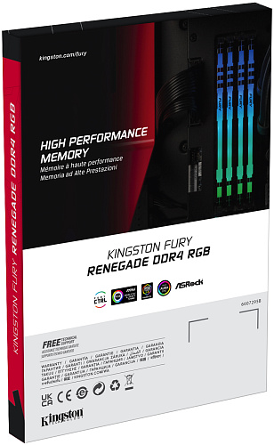 Память оперативная/ Kingston 16GB4000MHz DDR4 CL19DIMM (Kit of 2)FURYRenegadeRGB