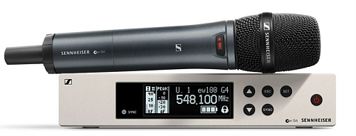 Sennheiser EW 100 G4-845-S-A1 Беспроводная РЧ-система, 470-516 МГц, 20 каналов, рэковый приёмник EM 100 G4, ручной передатчик SKM 100 G4-S с кнопкой.