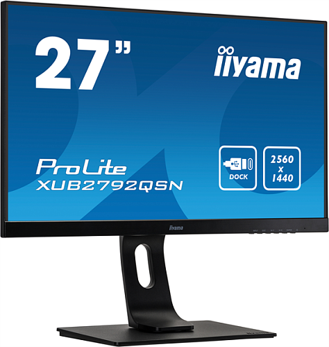 27" Iiyama ProLite XUB2792QSN-B1 2560x1440@75Гц IPS LED 16:9 4ms HDMI DP 2*USB3.0 USB-C dock RJ45 80M:1 3000:1 178/178 350cd HAS Pivot Tilt Swivel Spe