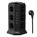 TESSAN TP-VA5U12E Black Сетевой фильтр с 12 розетками 220В и 5 USB портами и кнопкой питания {80001853}